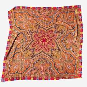 Daniel La Foret vintage orange paisley shawl scarf 52 x 52 inches square